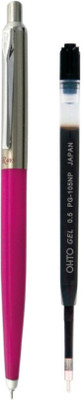 OHTO Rays Dry Gel Ink Ballpoint Pen 0.5mm – Rose Pink Body + Black Refill Ball Pen(Pack of 2, Ink Color - Black  Made in Japan)