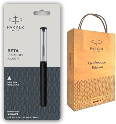 PARKER BETA PREMIUM BALL PEN WITH STAINLESS STEEL TRIM With Gift Bag Ball Pen(Blue)