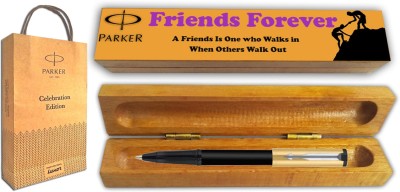 PARKER BETA PREMIUM GOLD CT BP With Wooden Friends Forever Gift Box and Gift Bag Ball Pen(Ink Color - Blue)