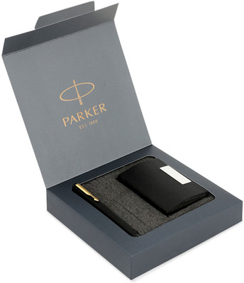 PARKER Vector Matte Black Gold Trim Fountain Pen With Card Holder Pen Gift Set(Ink Color - Blue)