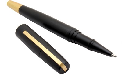 Ledos Epic Charcoal Matte Black Metal Body With Golden Trims Roller Ball Pen(Blue Refill)