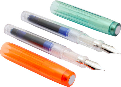 Ledos PaiLi 007 Mini Orange & Green Fine Nib Fountain Pen(Pack of 2, Ink Color - Cartridge System)