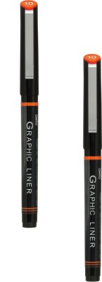 OHTO Graphic Liner Needle Point-10 Artist Supplies Archival Inking Roller Ball Pen(Pack of 2, Black)