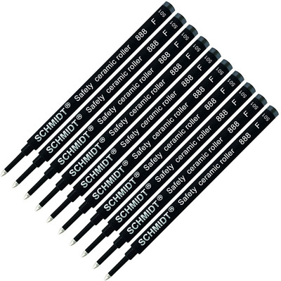 Levin 888F Pack of 10 Black Ceramic Roller Ball Pen Refill(Pack of 10, Ink Color - Black)