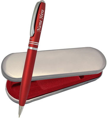 UJJi Matte Red Color Name Engraved Metal Ball Pen(Ink Color - Blue )
