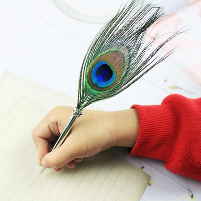 GOLDFINCH Pen With Beautiful More Pankh Silver Plated Feather Pen Signature Pen Ball Pen(Ink Color - Blue)
