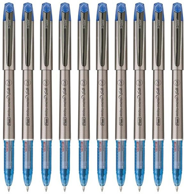 FLAIR Writometer Silk Gel Pen | Gunmetal Finish Clip & Stylish Matte Finish Body Gel Pen(Pack of 10, Ink Color - Blue)