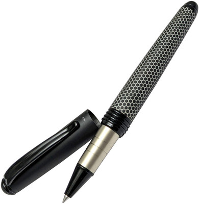 UJJi Honeycomb Pattern Black Matte Roller Ball Pen(Ink Color - Blue )