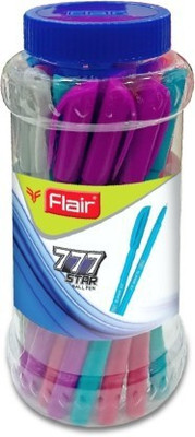 FLAIR 777 Smooth Writing Ball Pen | Light Weight Ball Pen | Tip Size 0.7 To 1 mm Ball Pen(Pack of 2, Ink Color - Blue)