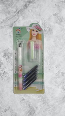 Mayassar Barbie Fountain Pen with 4 Cartridges Fountain Pen(Blue)