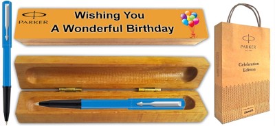 PARKER BETA NEO BP Blue WITH SS With Wooden Birthday Wishing Gift Box and Gift Bag Ball Pen(Blue)