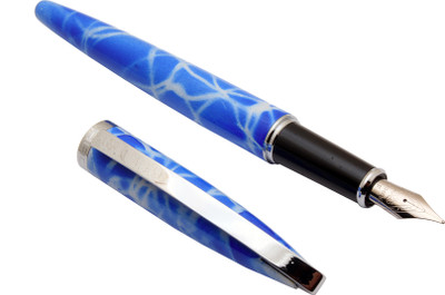 Ledos Jinhao 156 Skyblue Marble Metal Body With Chrome Trims & Fine Nib Fountain Pen(Ink Color - Converter System)