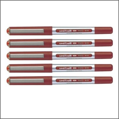 uni-ball Eye UB 150 | Tip Size 0.5 mm | Comfortable Grip | For School & Office Use | Roller Ball Pen(Pack of 5, Red)