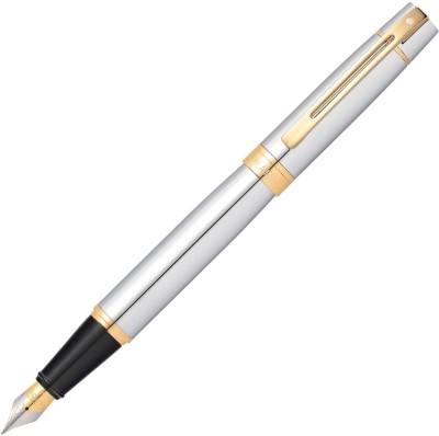 SHEAFFER Gift 300 Bright Chrome With Gold Tone Trim (Medium Tip) Fountain Pen(Multicolor)