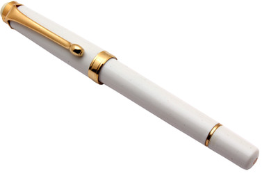 Ledos Oliver Tulip White Color Body With Golden Trims & Medium Nib Fountain Pen(Ink Color - Piston Mechanism)