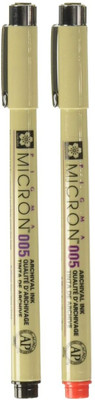 SAKURA Pigma Micron Fineliner Pen(Pack of 2, Ink Color - Black, Red)