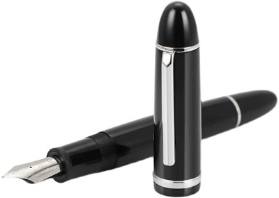 Gold Leaf Jinhao X-159 Black With Silver Trim, Big Size Writing Pen Set Of 1 Pcs Fountain Pen(Ink Color - Blue)