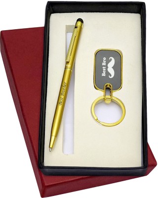 UJJi 2in1 Bst Bro Engraved Gold Colour Slim Design Pen and Keyring Pen Gift Set(Pack of 2, Blue Ink)