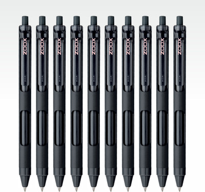 FLAIR Zoox Minimalistic Design Rubberised Body F7 0.7mm Retractable Mechanism Roller Gel Pen(Pack of 10, Ink Color - Black)