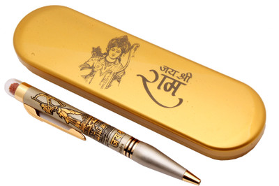 Ledos Lord Ram Ayodhya Mandir & Rudraksha Edition Silver Metal Body With Box Ball Pen(Ink Color - Blue Refill)