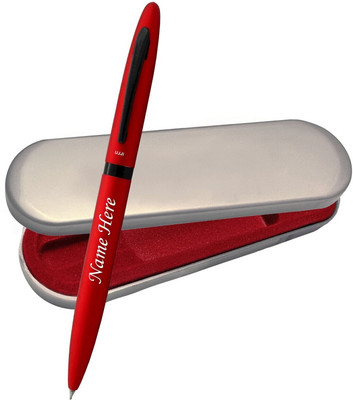 UJJi Matte Red Color Name Engraved Metal Ball Pen(Ink Color - Blue )