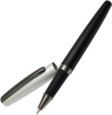 UJJi pearl white finish cap with matte black body Roller Ball Pen(Ink Color - Blue )
