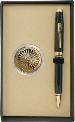CROSS Coventry Black Lacquer with Gold Appointments Aarya 24kt Gold Plated Coin Pen Gift Set(Pack of 2, Black)