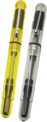 Dikawen Jinhao 09 Transparent Yellow & White Colour Light Weight Comfortable Grip Fountain Pen(Pack of 2)