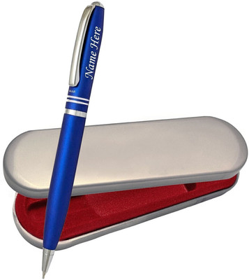 UJJi Name Printed Ring Design Blue Color Name Print Metal Ball Pen(Ink Color - Blue )