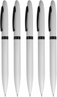 UJJi White Metal in Twist Mechanism Ball Pen(Pack of 5, Ink Color - Blue )