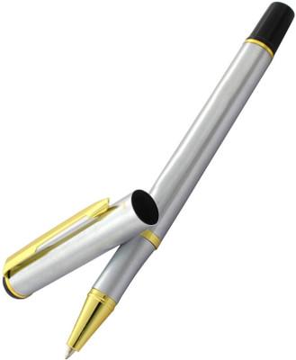 UJJi Steel Dull Chrome Gold Part Roller Ball Pen(Ink Color - Blue )