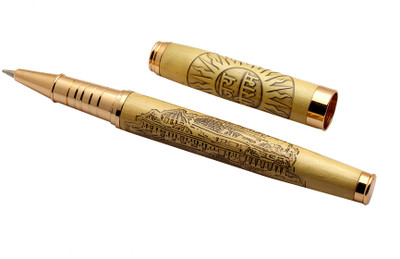 Ledos Jai Shree Ram Ayodhya Mandir Engraved On Golden Metal Body Arrow Clip Ball Pen(Ink Color - Blue Refill)