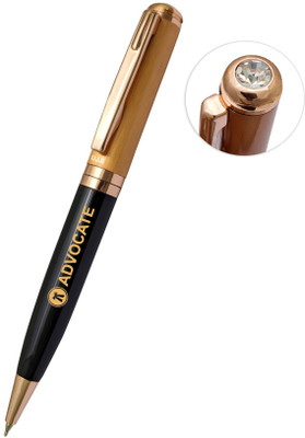 UJJi Advocate Logo with Top Stone Design Half Copper Color Metal Ball Pen(Ink Color - Blue )