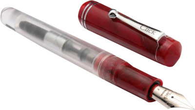 Ledos Click Aristocrat Demonstrator Acrylic With Fine Nib , Red Marble Cap Fountain Pen(Ink Color - Converter system, Eyedropper)