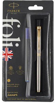 PARKER Folio Stainless Steel GT Roller Ball Pen(Ink Color - Blue)