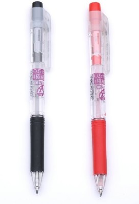 PENTEL .e-ball Ballpoint Pen ultra large capacity smooth pressed Pen 0.5mm Japan Ball Pen(Pack of 2, Ink Color - Red, Black)