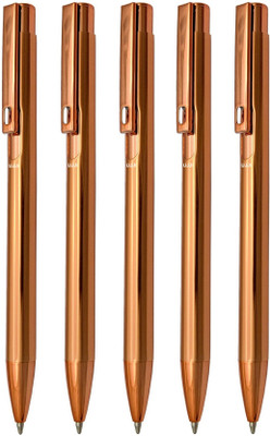 UJJi Shiny Gloss Finish Copper Colour Metal Pack of 5 Ball Pen(Pack of 5, Ink Color - Blue)