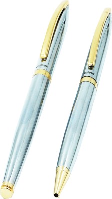auteur 156 Metal Body Steel Finish with Gold Plated Clip, Executive Roller & Ball Pen Gift Set(Pack of 2, Blue)