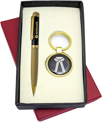 UJJi Lawyer Logo Brass Material Keychain and Pen Gift Set(Pack of 2, Ink Color - Blue )