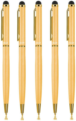 UJJi Gold Colour Body Pack of 5 Metal with Stylus for Touch Screen Ball Pen(Pack of 5, Ink Color - Blue )