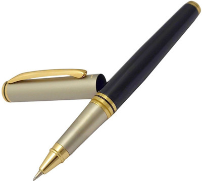 UJJi Half Black Barrel with Cap Closure Option Metal Ball Pen(Ink Color - Blue)