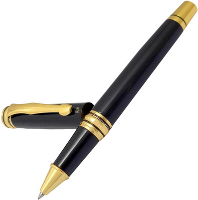 UJJi Brass Material Black Color German Refill Fitted Roller Ball Pen(Ink Color - Blue)