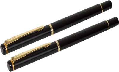 auteur 801 Set Of 2 Executive Collection Black Color With Gold Plated Arrow Clip Roller Ball Pen(Ink Color - Blue)
