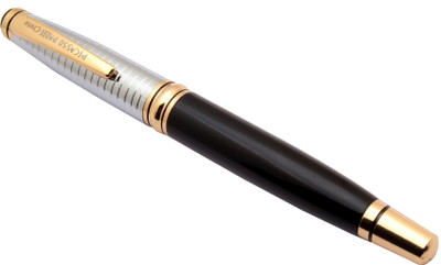 Ledos Creta Black Metal Body Checks Silver Cap Medium Nib Fountain Pen(Ink Color - converter system)