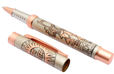 Ledos Lord Shree Ram Ji Edition Rose Gold Copper Trims Roller Ball Pen(Ink Color - Blue Refill)