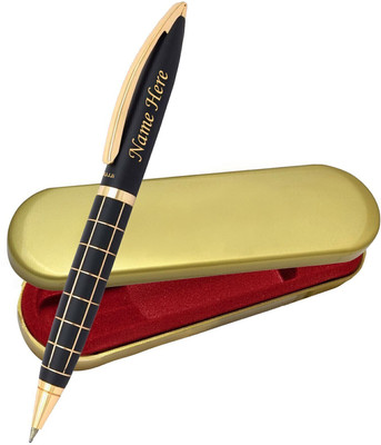 UJJi Name Print Check Pattern Design Brass Metal Ball Pen(Ink Color - Blue )