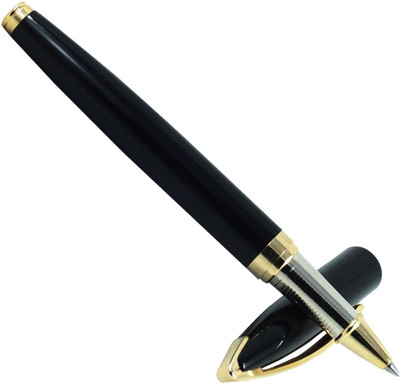auteur 156 Black Color with Gold-Plated Clip - Fine Point, Smooth Writing, Premium Roller Ball Pen(Ink Color - Blue)