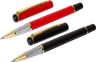 auteur Executive Stylish Red & Black Color With Gold Plated Arrow Clip Roller Ball Pen(Pack of 2, Ink Color - Black)