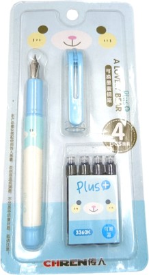 Lestylo Designer 5112 Blue Lightweight Fine Nib With 4 Ink Cartridge Student Fountain Pen(Ink Color - Blue)