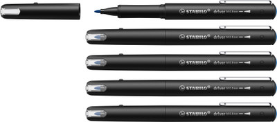 Stabilo dr!ver Premium Felt-Tip Pen | 0.8mm | Comfotable Writing Fineliner Pen(Pack of 5, Ink Color - Blue)